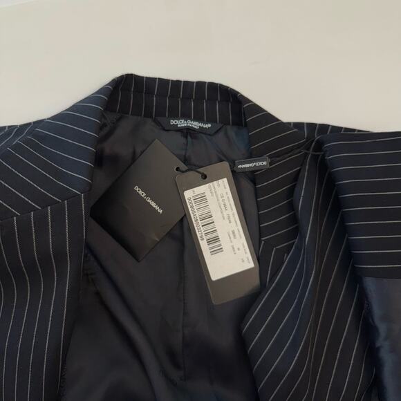 Dolce and Gabbana Virgin Wool Suit Black Striped Single Breasted Mens IT 52 Auth - Picture 7 of 16